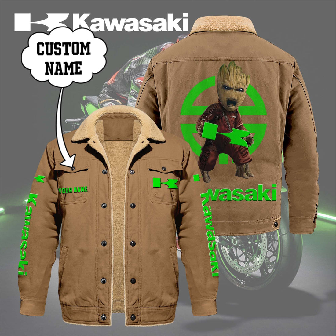 Custom Name KAWA Limited Edition Fleece Cotton Jacket THAOVTT1165