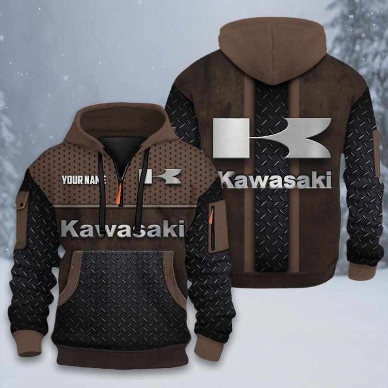 Custom Name KAWA 3D Quarter Zip Hoodie CR251201