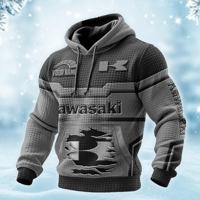 Custom Name KAWA DMAC0630 3D Waffle Hoodie