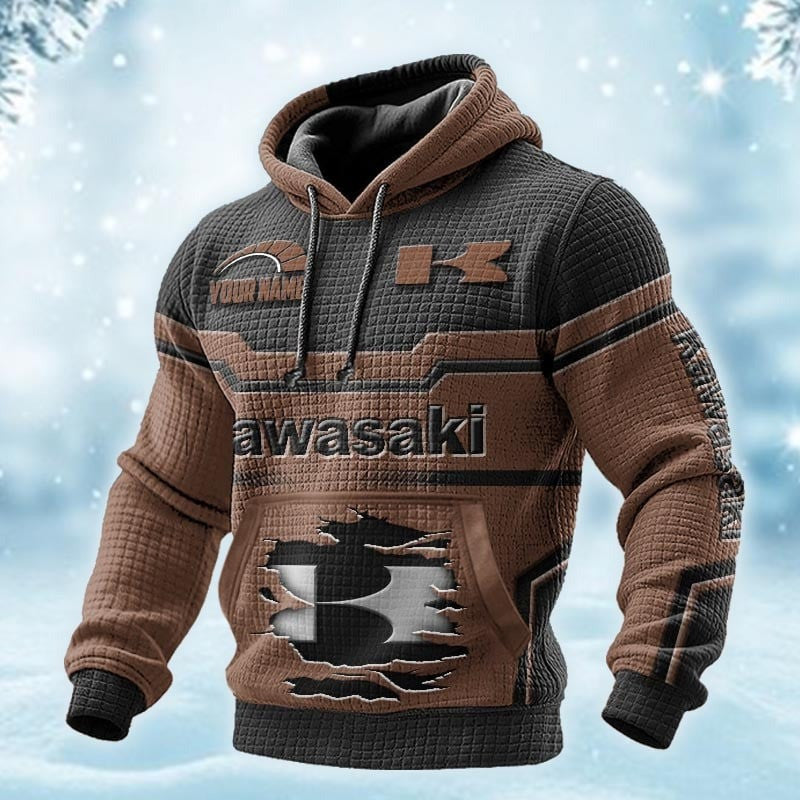 Custom Name KAWA DMAC0630 3D Waffle Hoodie
