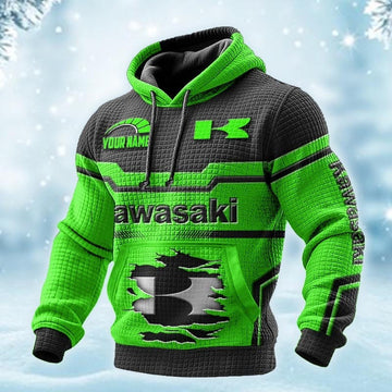 Custom Name KAWA DMAC0630 3D Waffle Hoodie