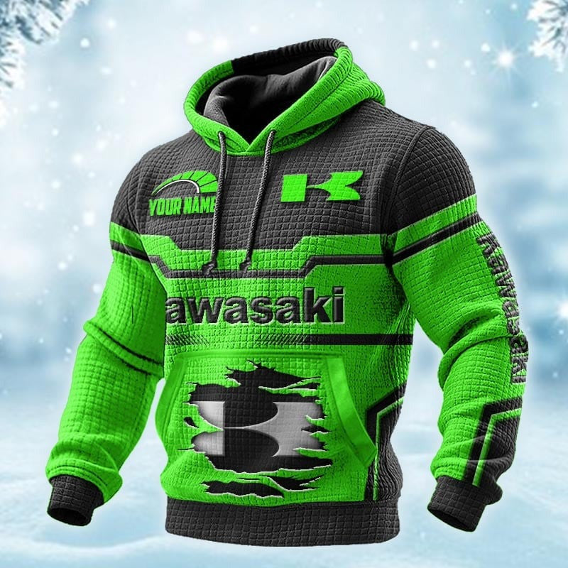 Custom Name KAWA DMAC0630 3D Waffle Hoodie
