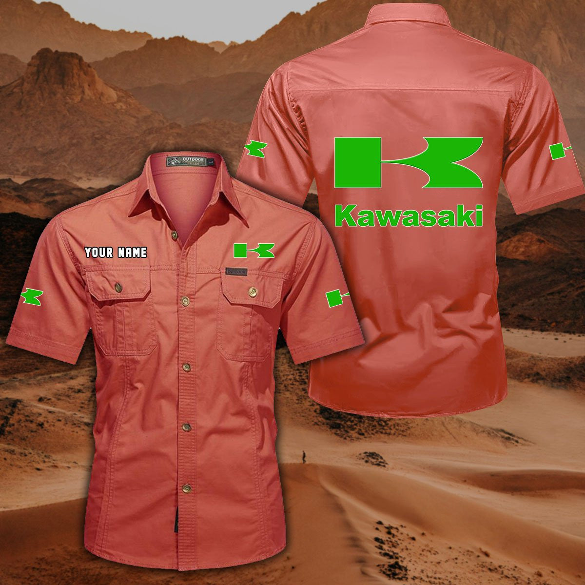 Custom Name KAWA Military Cargo Cotton Shirts