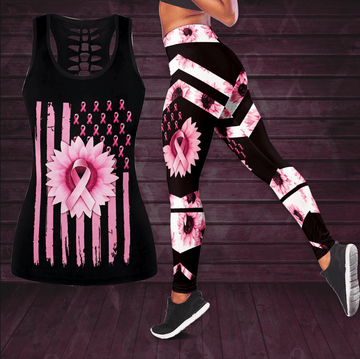Breast Cancer Awareness Hollow Tank Top & Leggings Set TH1091