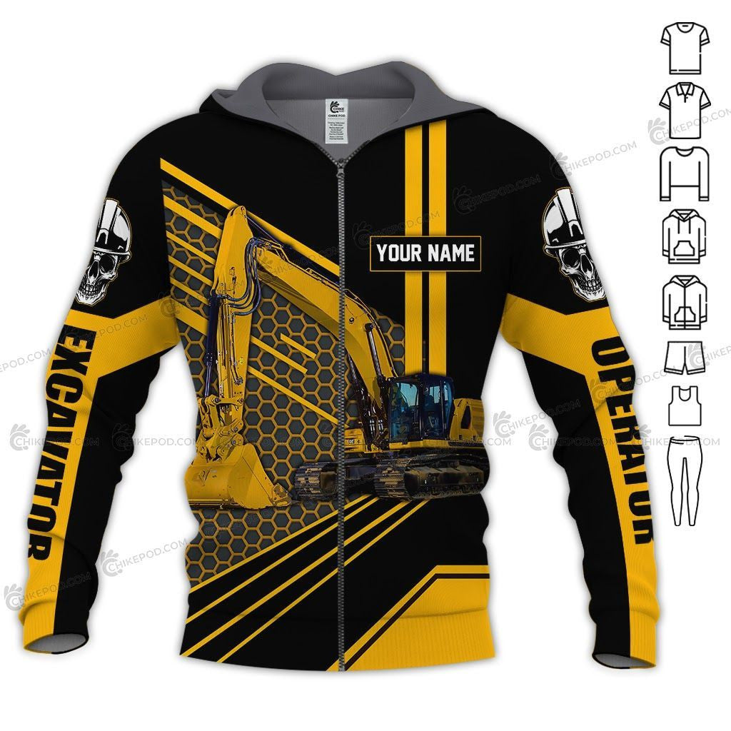 CAT Personalized Name Heavy Equipment 3D All Over Printed Clothes HE67