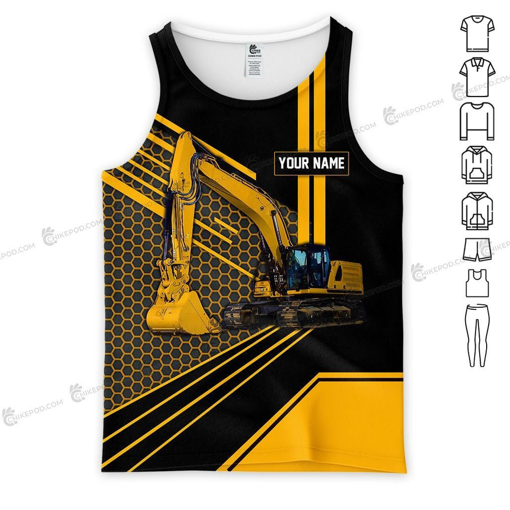 CAT Personalized Name Heavy Equipment 3D All Over Printed Clothes HE67