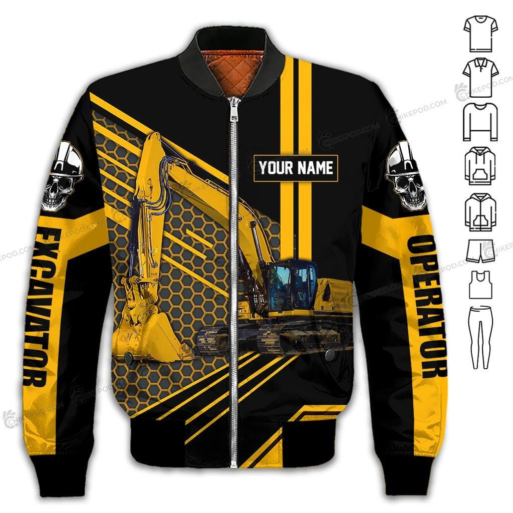 CAT Personalized Name Heavy Equipment 3D All Over Printed Clothes HE67