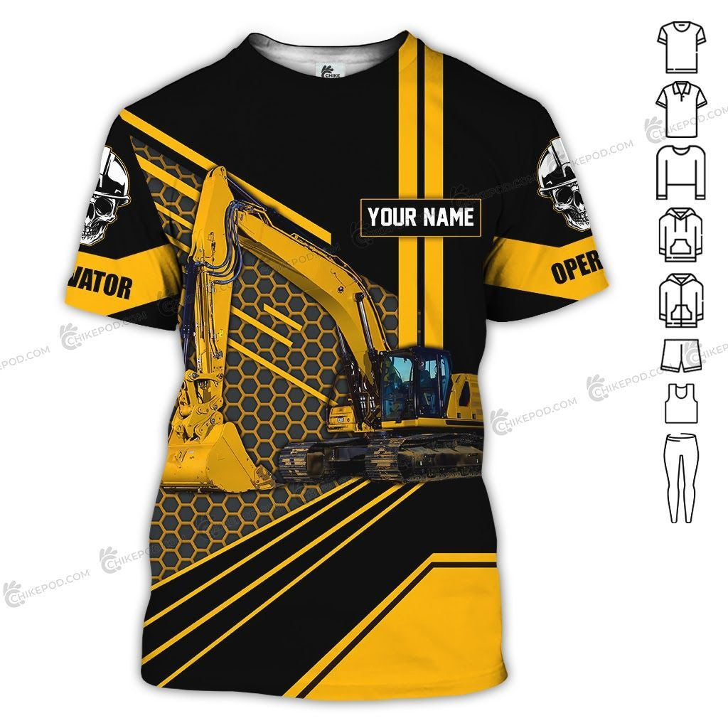 CAT Personalized Name Heavy Equipment 3D All Over Printed Clothes HE67