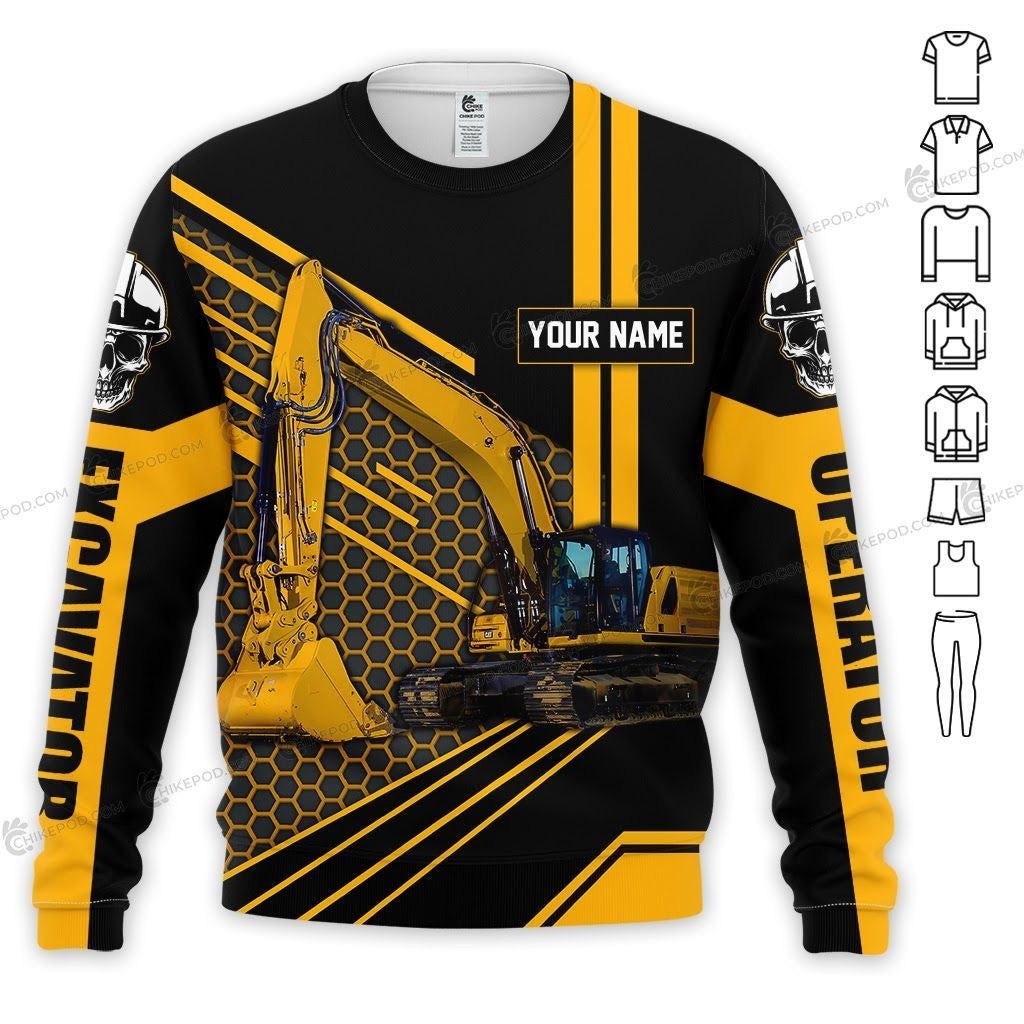 CAT Personalized Name Heavy Equipment 3D All Over Printed Clothes HE67
